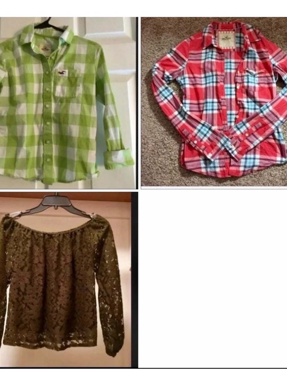 3 HOLLISTER Tops Shirts Button Down Off Shoulder XS S
